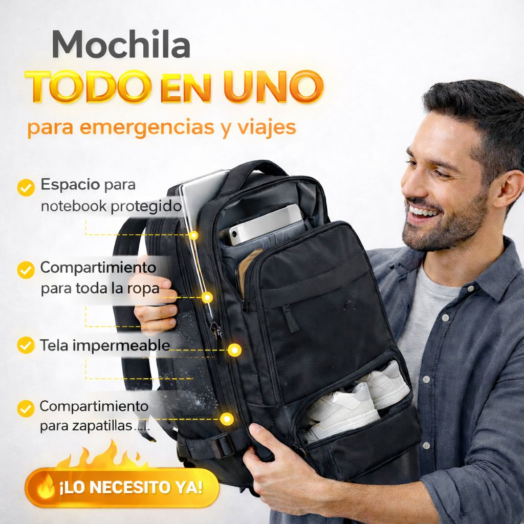 MOCHILA MULTIFUNCIONAL - PARA EMERGENCIAS, VIAJES Y MAS! TODO EN UNO