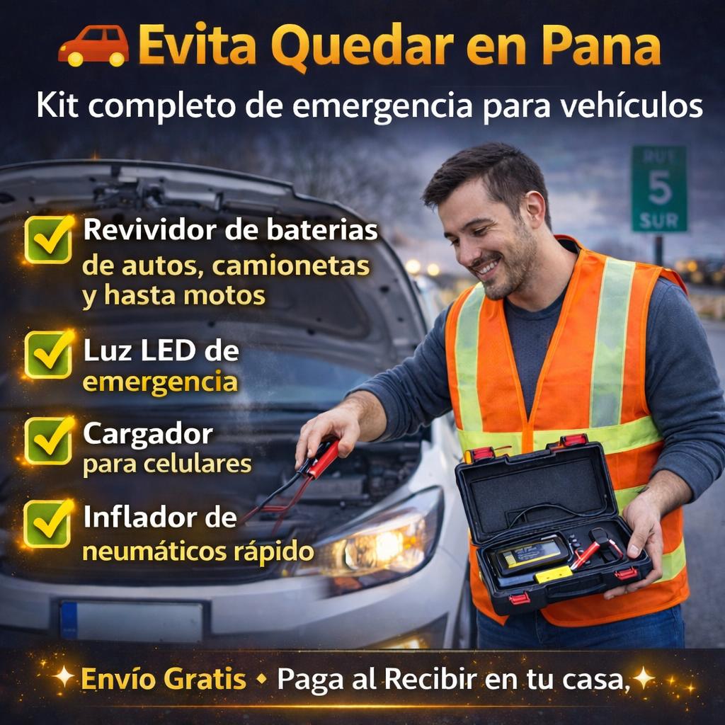 KIT COMPLETO DE EMERGENCIAS PARA AUTO - ENVIO GRATIS